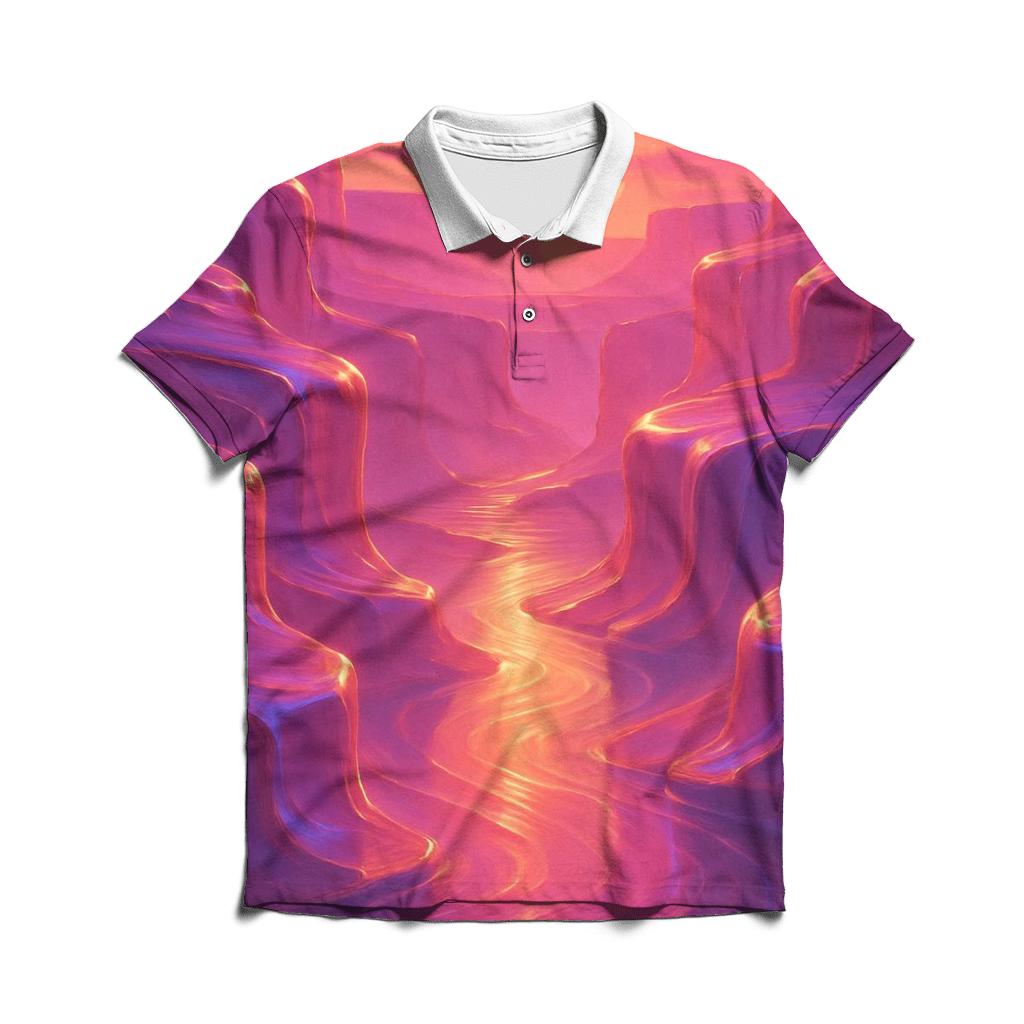 Cascading Sunset Over Glass Canyons designer slim fit polos