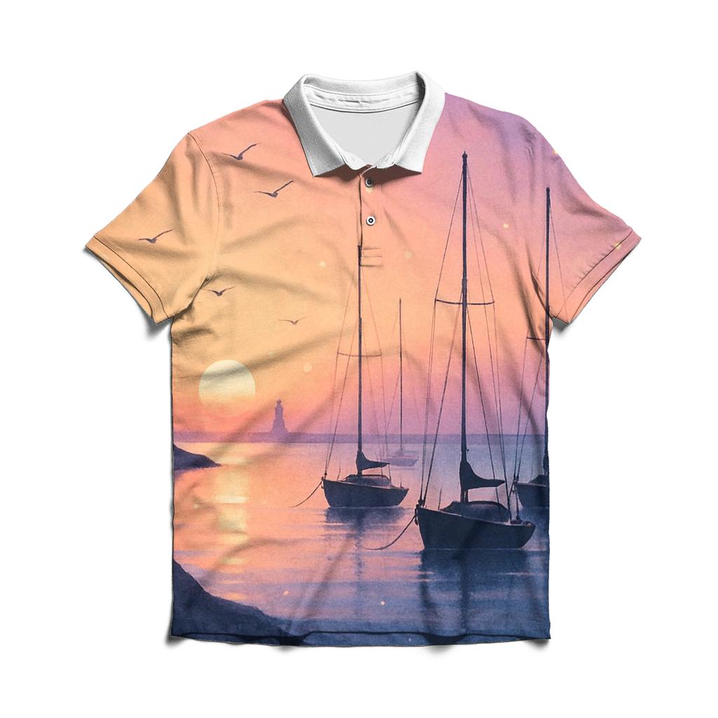 Midnight Lavender Harbor Afterglow casual sports polo shirts