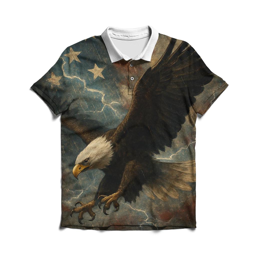 Storm Rider Eagle Banner embroidered polo tops