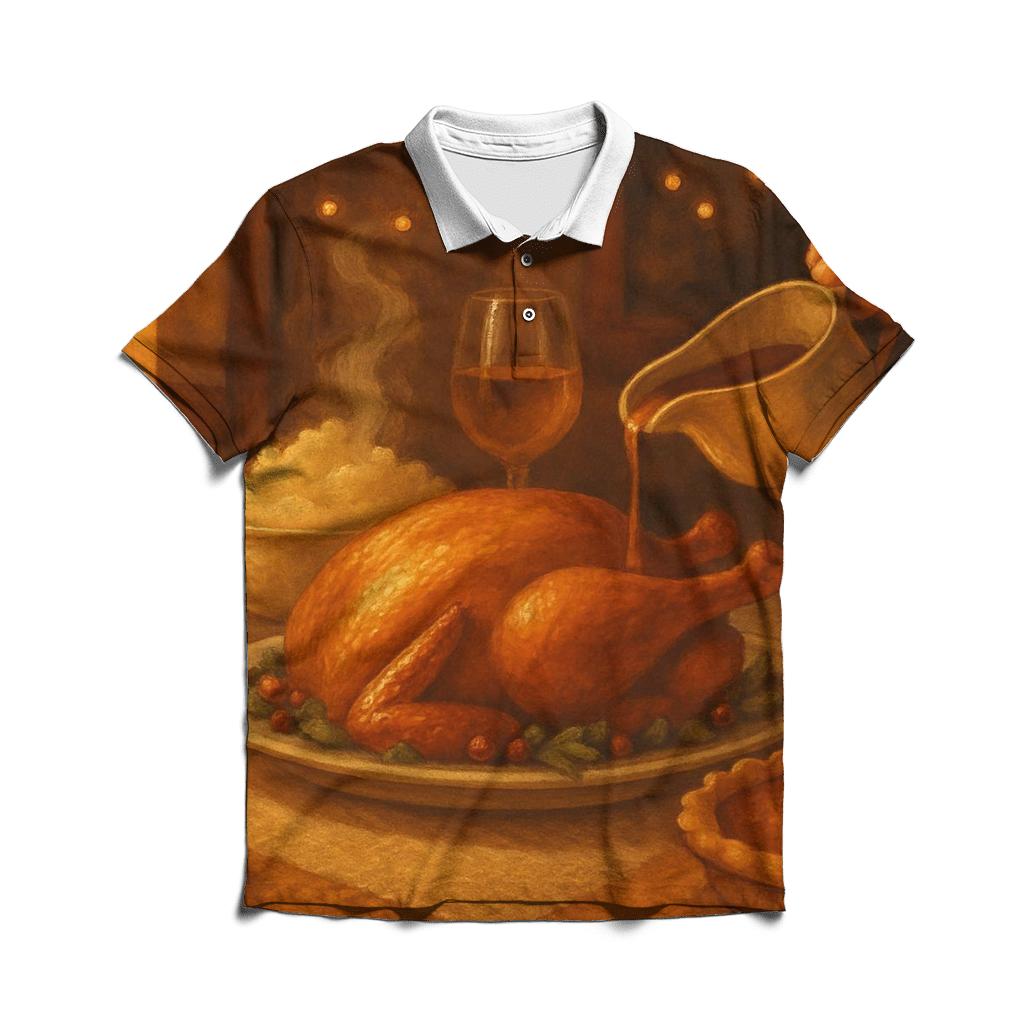 Candlelit Gratitude Table Still Life embroidered polo tops