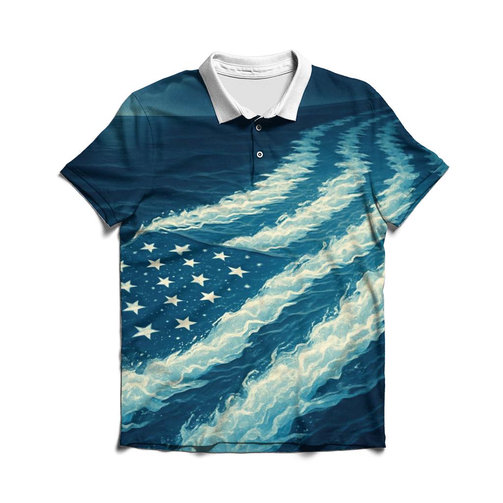 Midnight Naval Wake Flag Crest personalized polo shirts