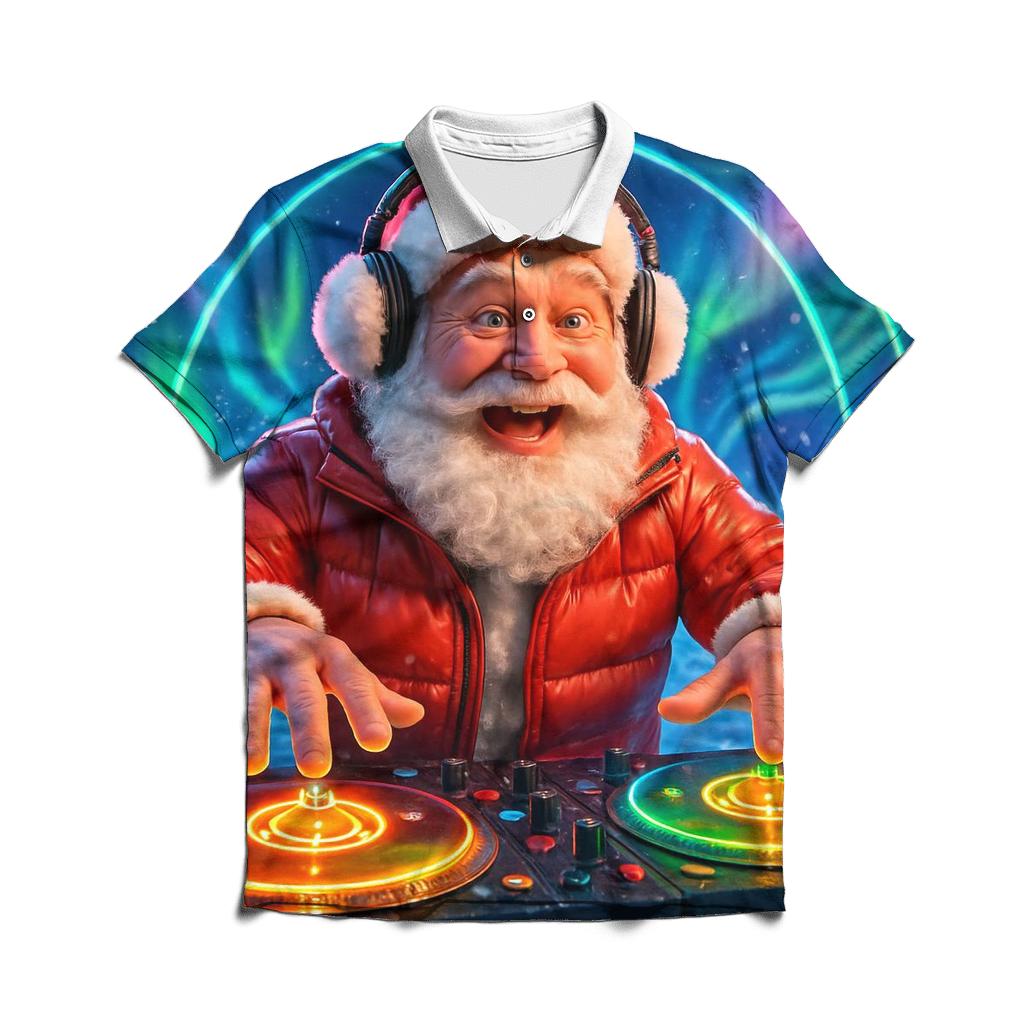 Santa DJ Blizzard Rave At The North Pole embroidered polo tops