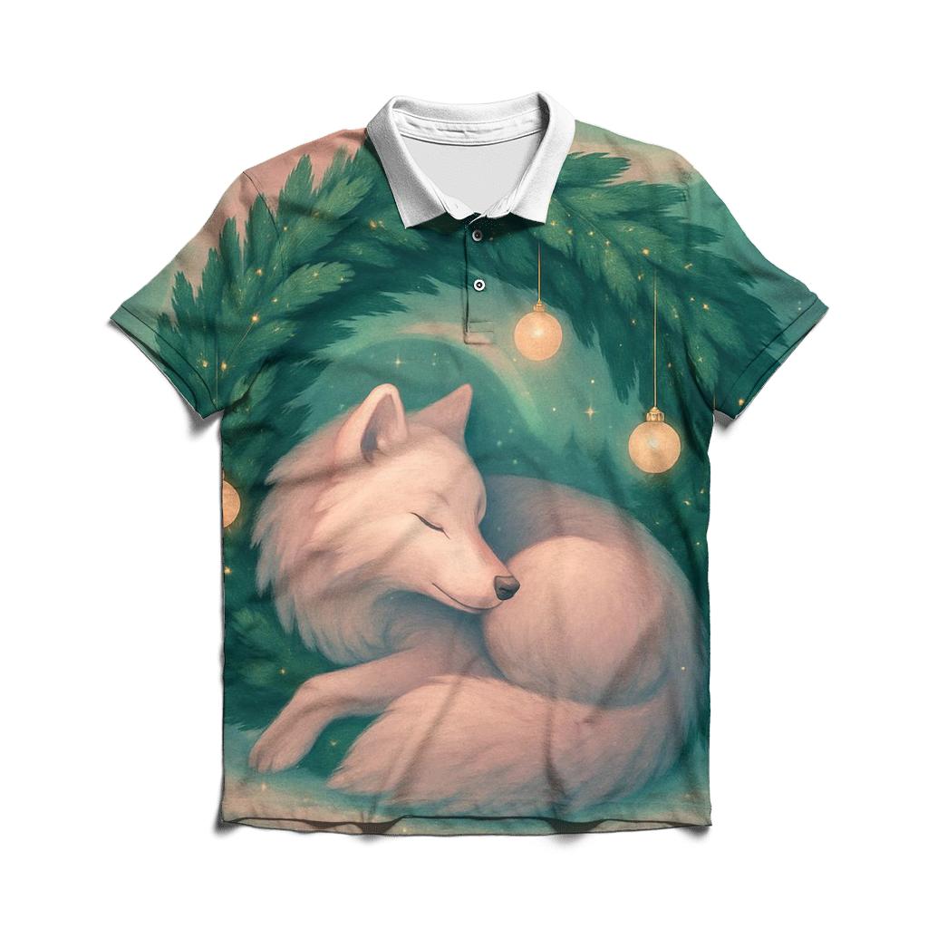 Aurora Wreath Wolf In Winter Pines custom polo shirts