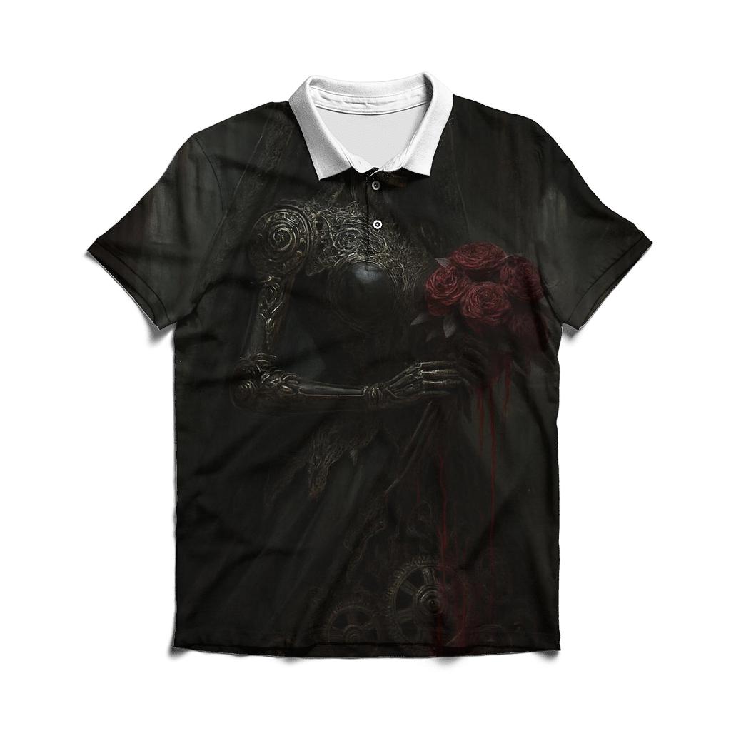 Veil Of The Mourning Automaton embroidered polo tops