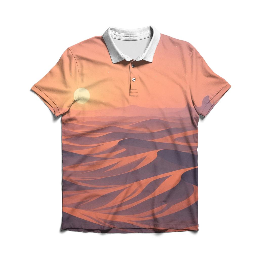 Pastel Dune Sea With Long Shadow Ridges stylish collar polo tees