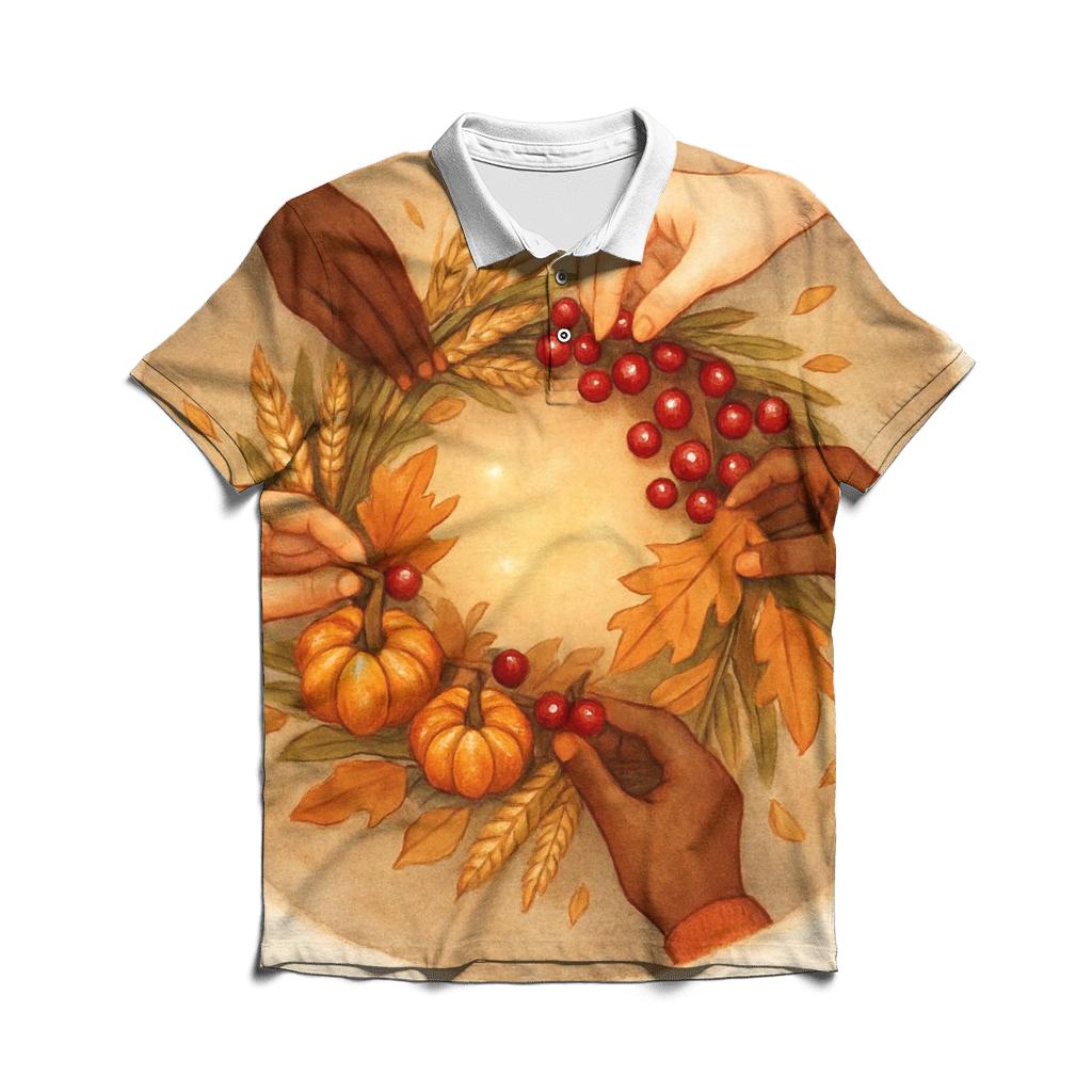 Autumn Wreath Of Shared Hands casual sports polo shirts
