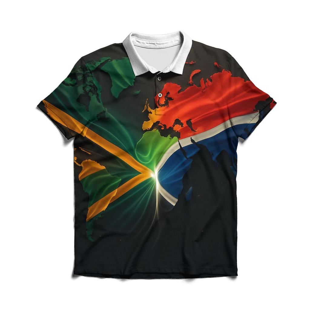 World Map Gradient Flag Of South Africa In Modern Light stylish collar polo tees