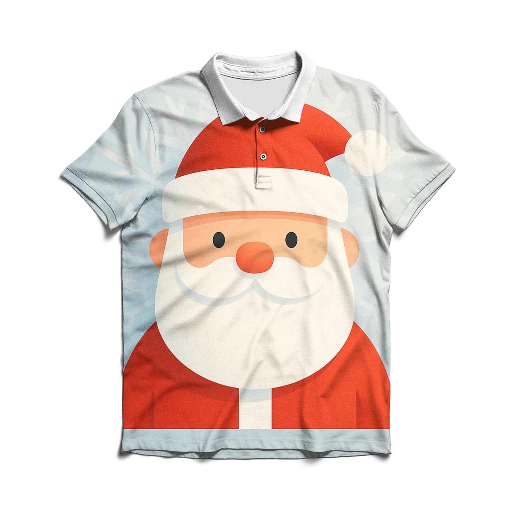 Minimalist Santa Face In Frosted Geometric Halo branded logo polo shirts