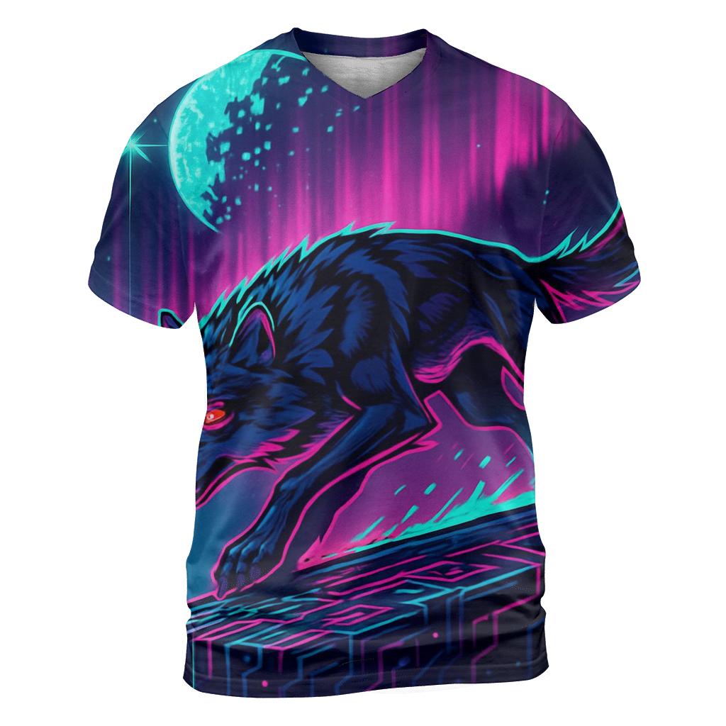 Aurora Circuit Alpha artistic all-over print tops