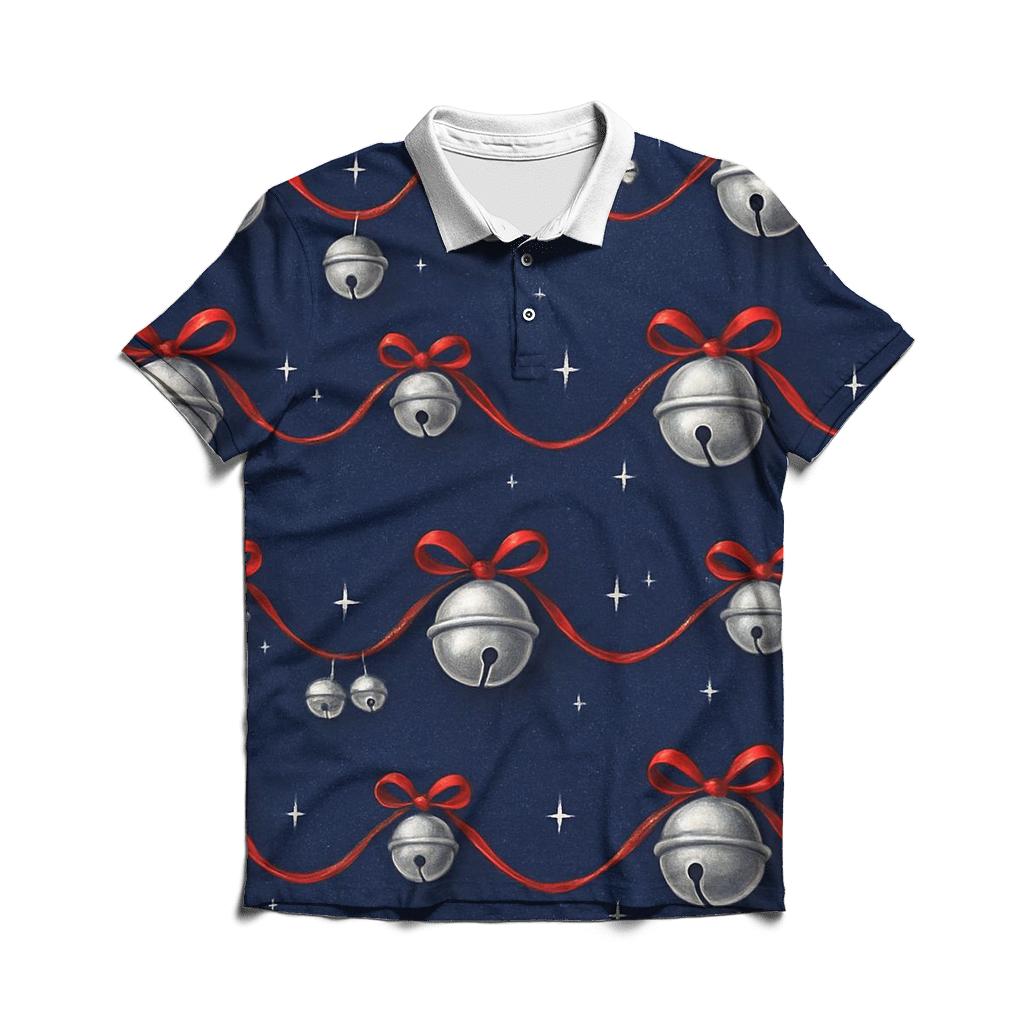 Silver Bell Wave Pattern On Indigo Background classic pique polos