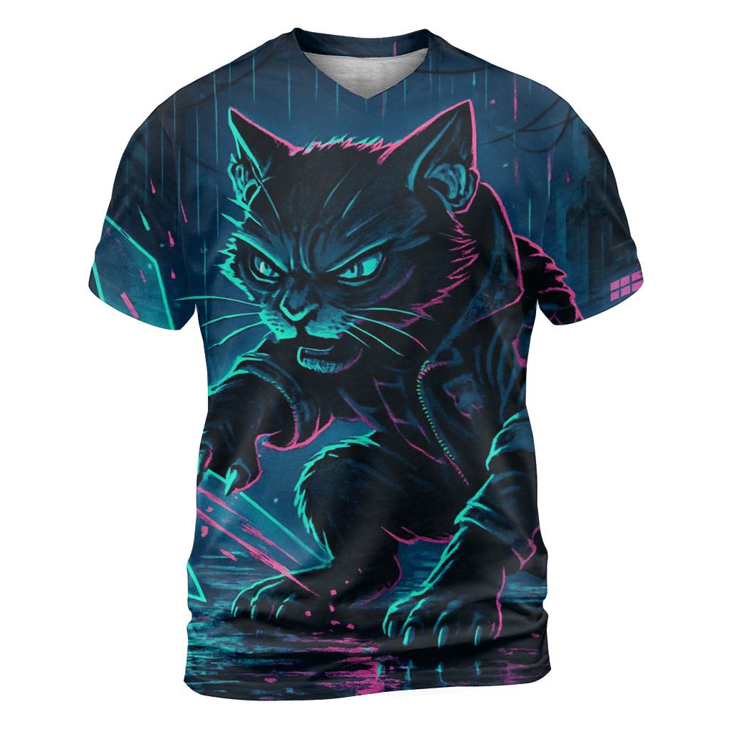 Neon Alley Circuit Breaker Cat vibrant all-over design tees