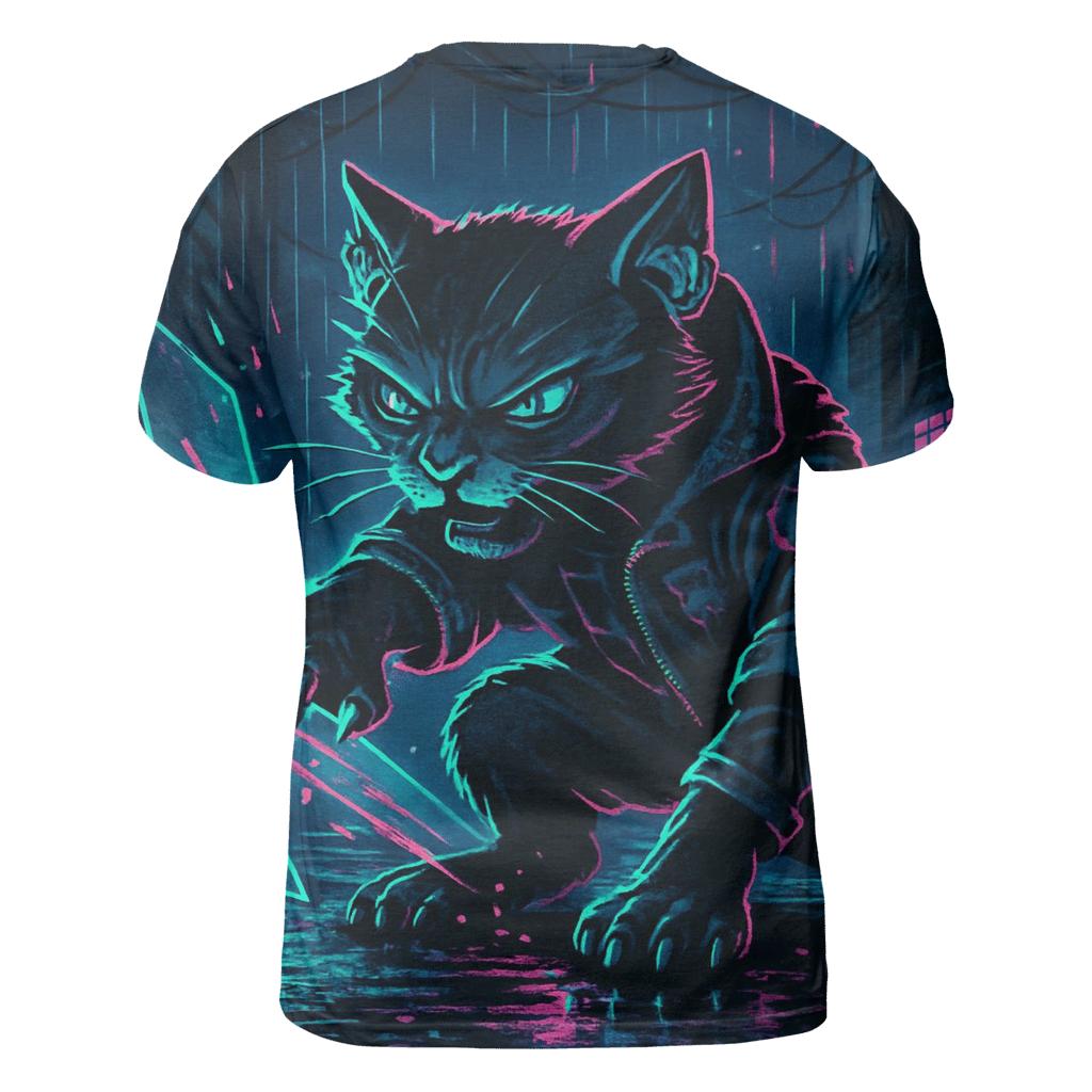 Neon Alley Circuit Breaker Cat vibrant all-over design tees