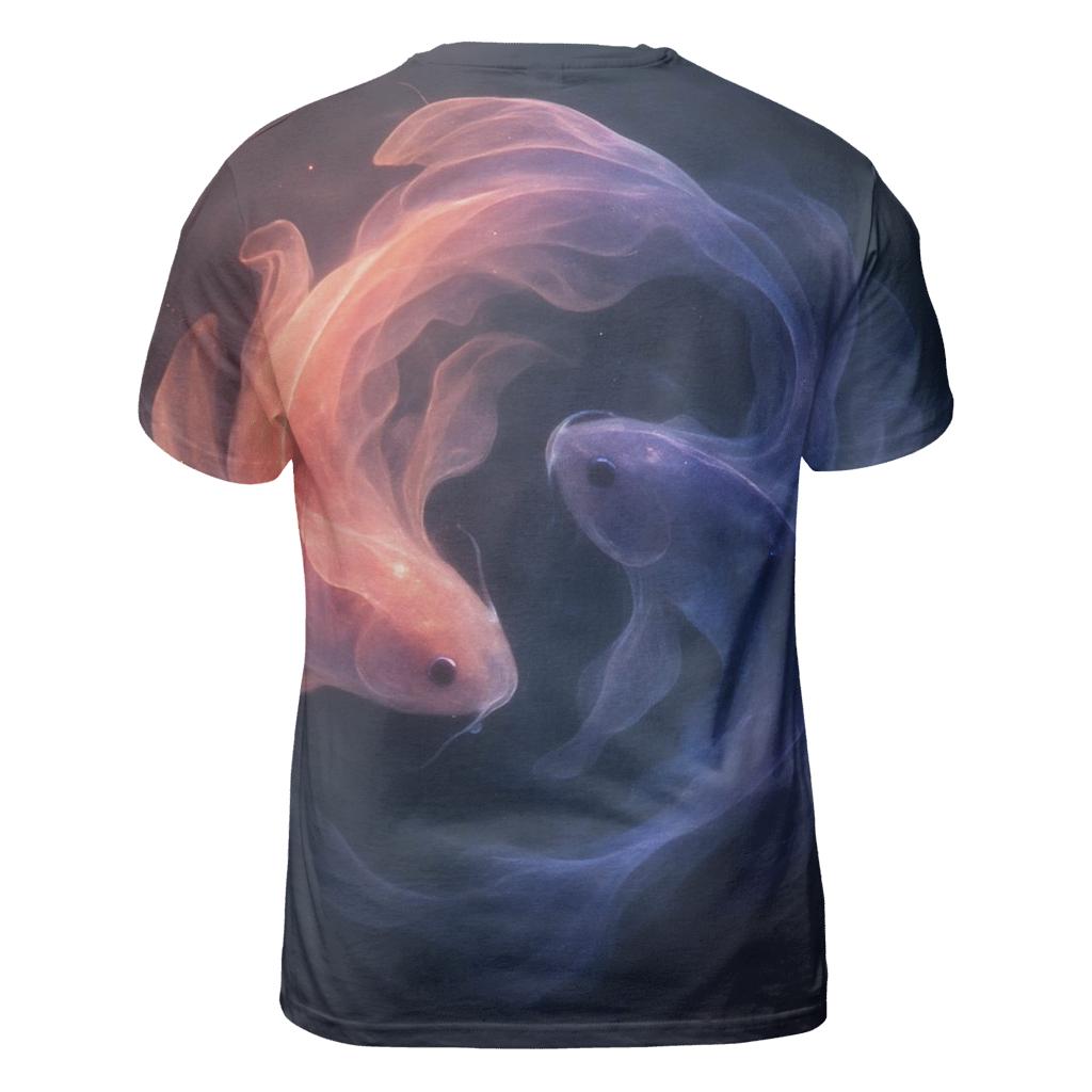 Iridescent Koi Nebula artistic all-over print tops