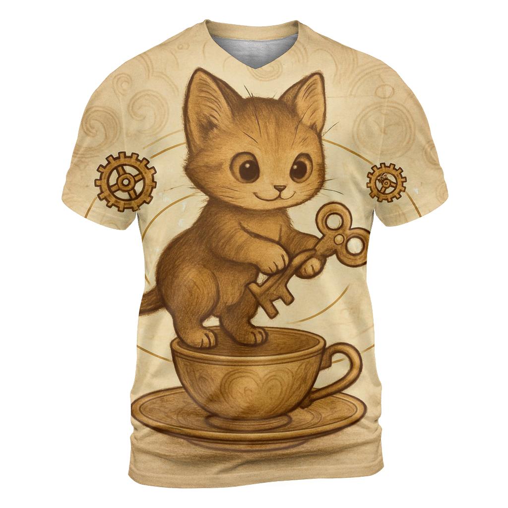Clockwork Tea Party Kitten Orbit personalized full print shirts