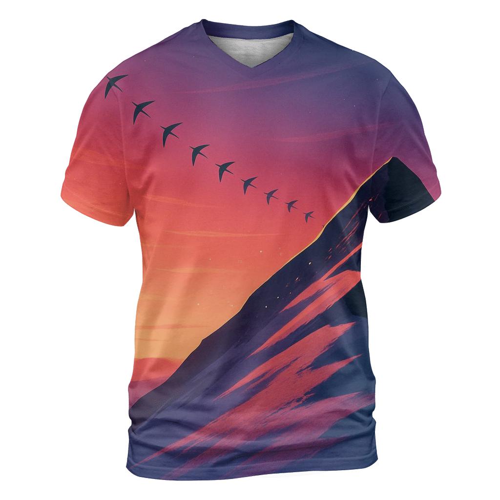 Crimson Ridge With Whispering Kites vibrant all-over design tees