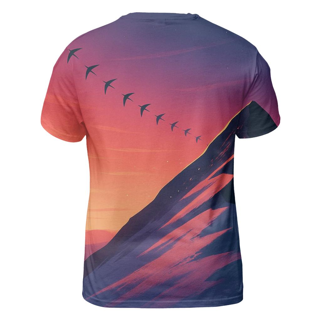Crimson Ridge With Whispering Kites vibrant all-over design tees