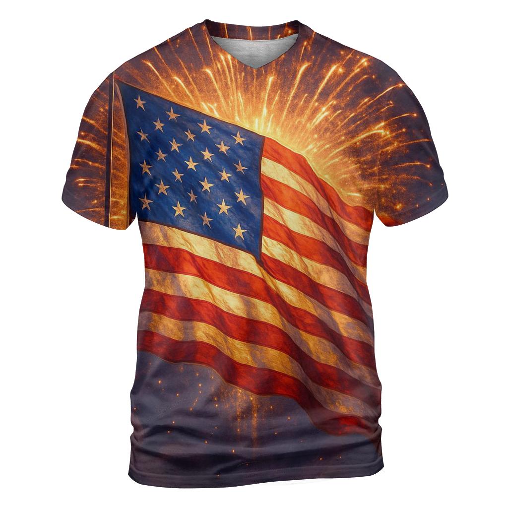 Fireworks Halo Flag Burst personalized full print shirts