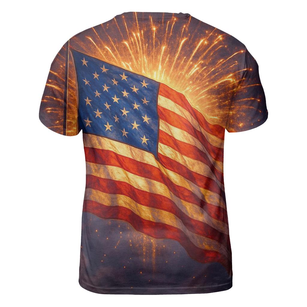 Fireworks Halo Flag Burst personalized full print shirts