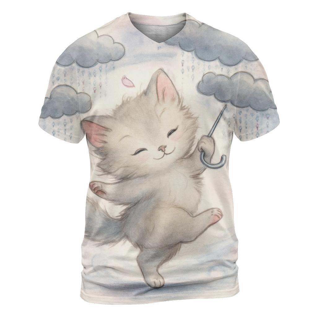 Raincloud Umbrella Kitten Waltz trendy printed shirt styles