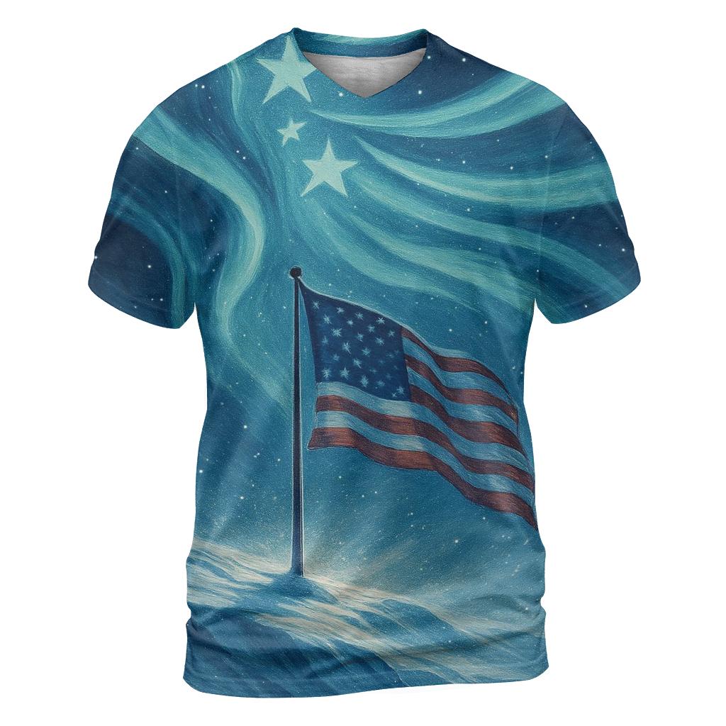 Arctic Signal Flag Aurora vibrant all-over design tees