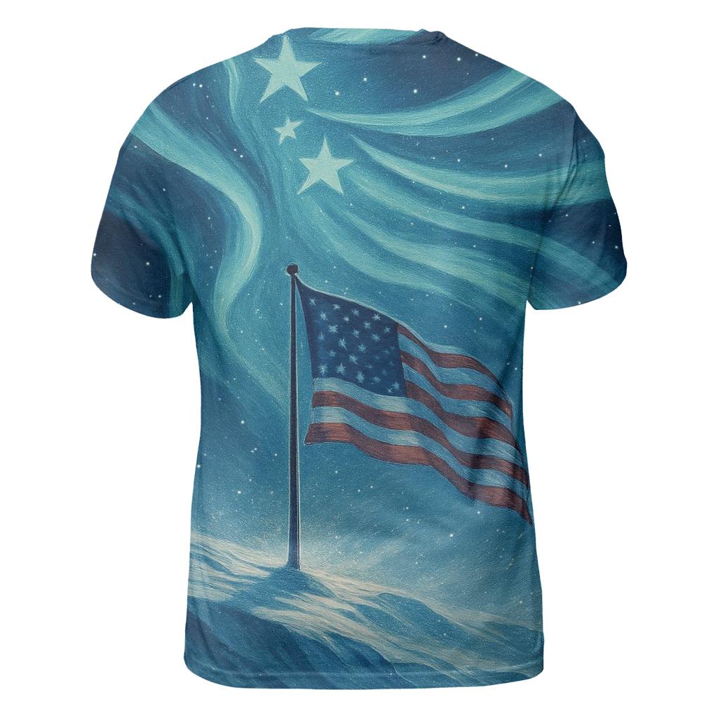 Arctic Signal Flag Aurora vibrant all-over design tees