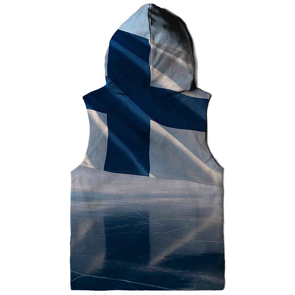 Aurora Fabric Flag Of Finland Over Frozen Lake designer hoodies