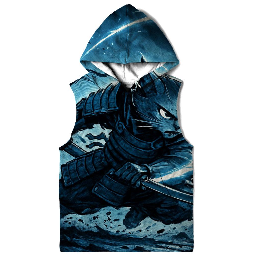 Sapphire Storm Samurai Cat graphic hoodies