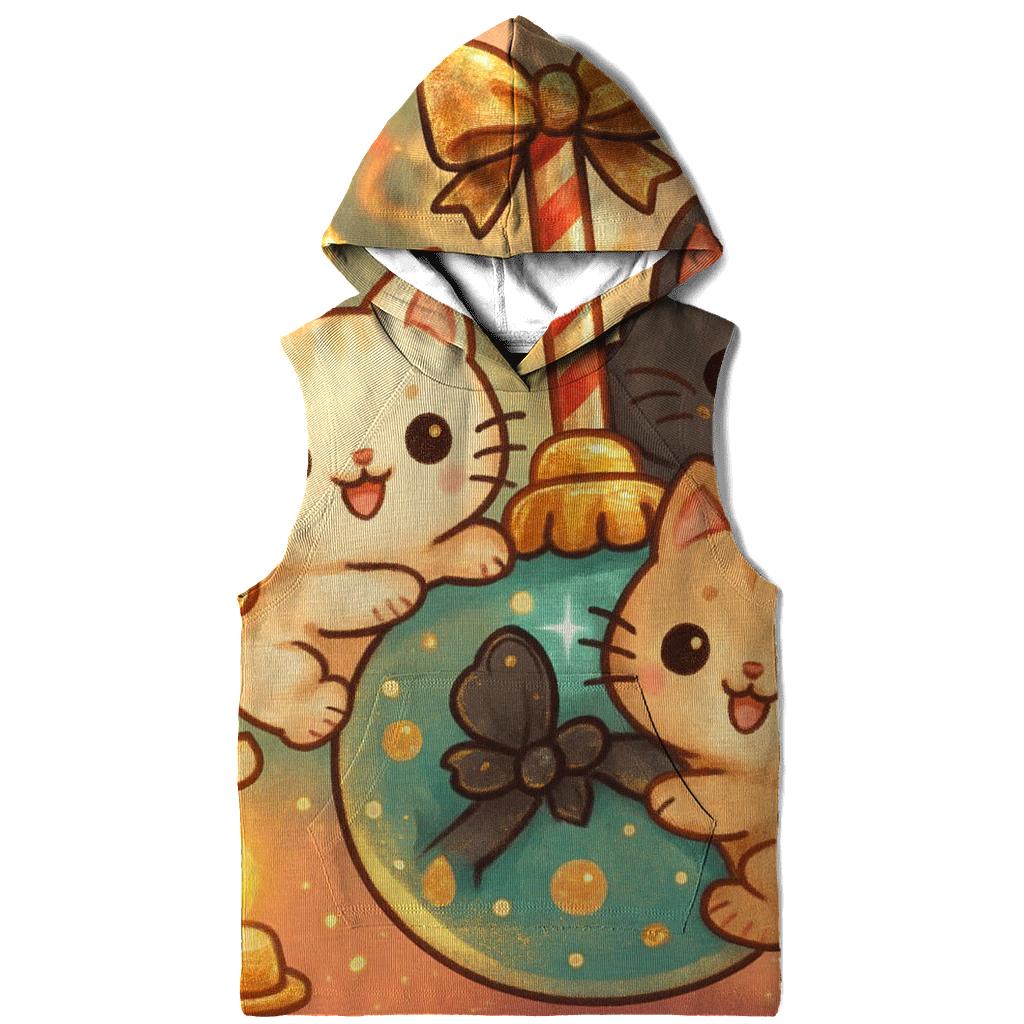 Christmas Cats Tangled In Tinsel Carousel lightweight hoodies