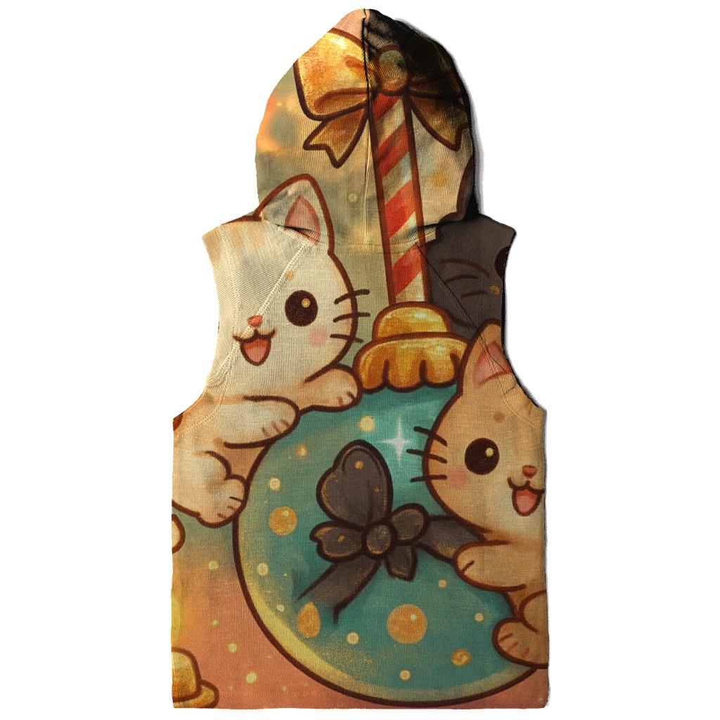 Christmas Cats Tangled In Tinsel Carousel lightweight hoodies