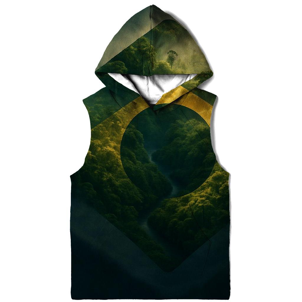 Double Exposure Flag Of Brazil With Rainforest Canopy heavyweight hoodies