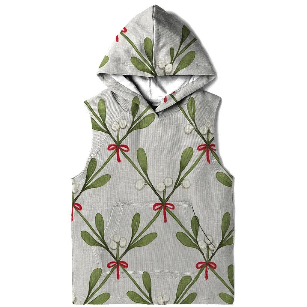 Mistletoe Crosshatch Trellis On Light Gray Background designer hoodies