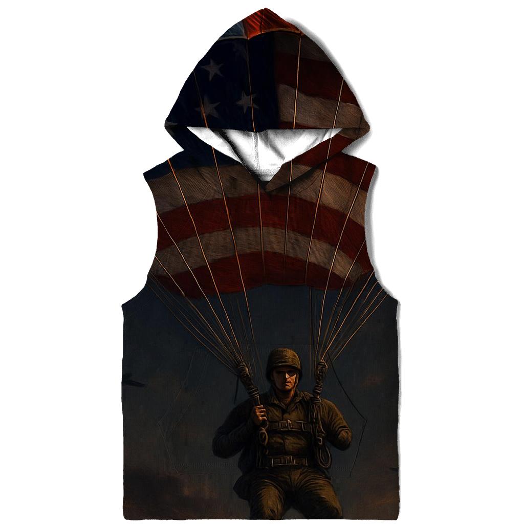 Paratrooper Descent Through Starfield Stripes graphic hoodies