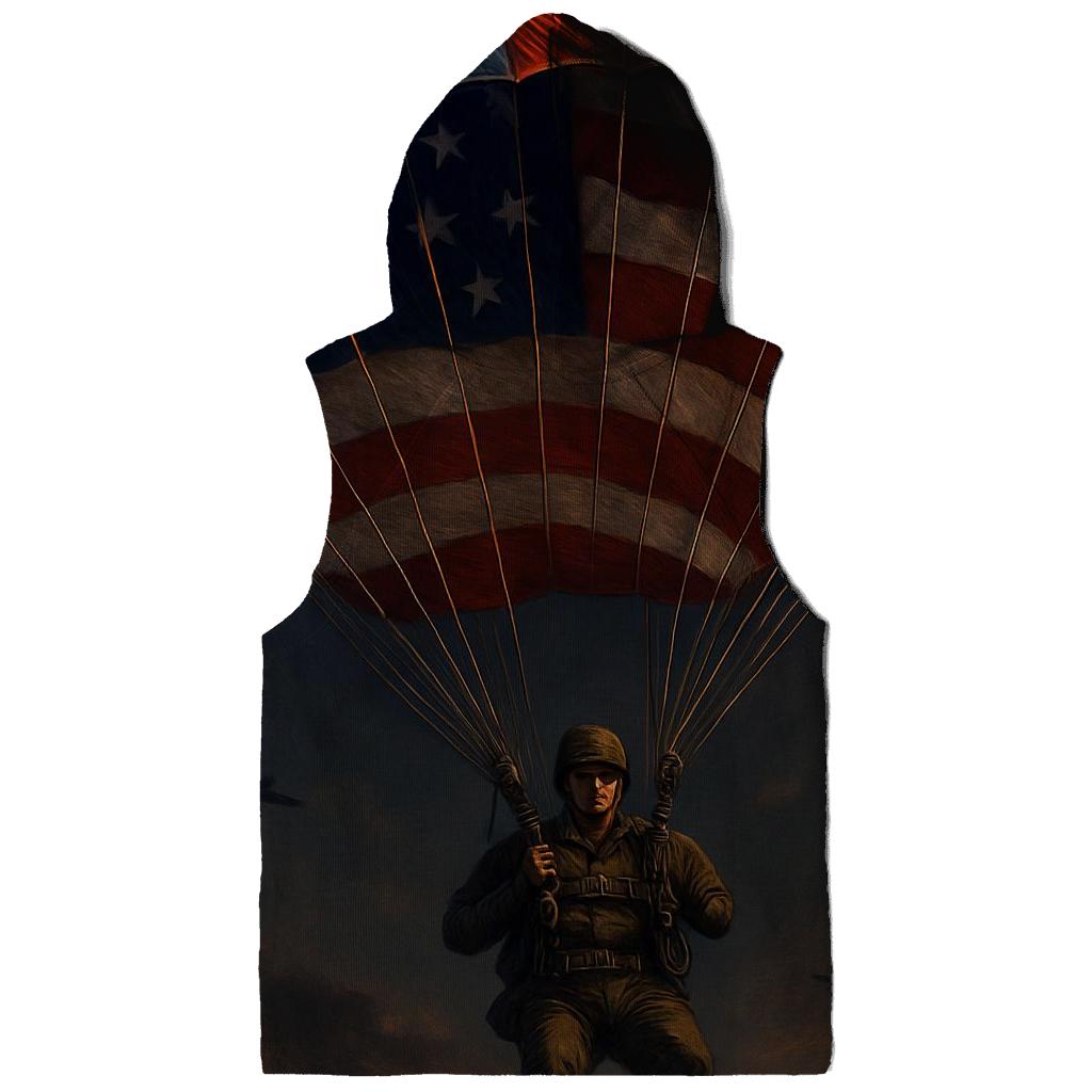 Paratrooper Descent Through Starfield Stripes graphic hoodies