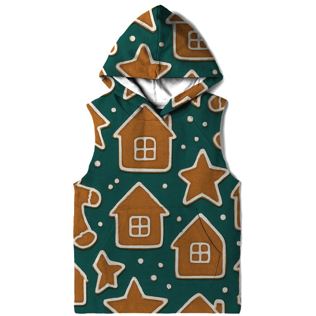 Gingerbread Cookie Tile Mosaic On Teal Background heavyweight hoodies