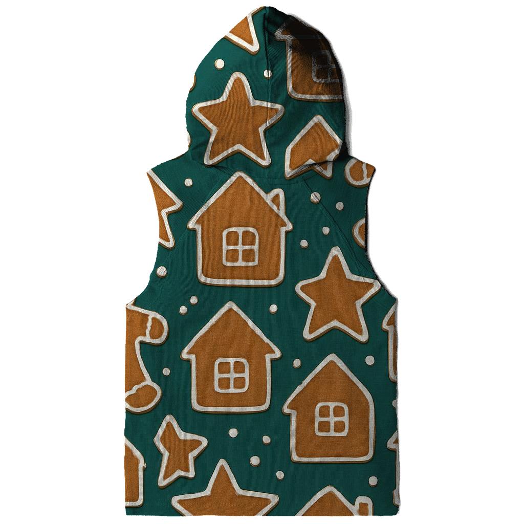 Gingerbread Cookie Tile Mosaic On Teal Background heavyweight hoodies