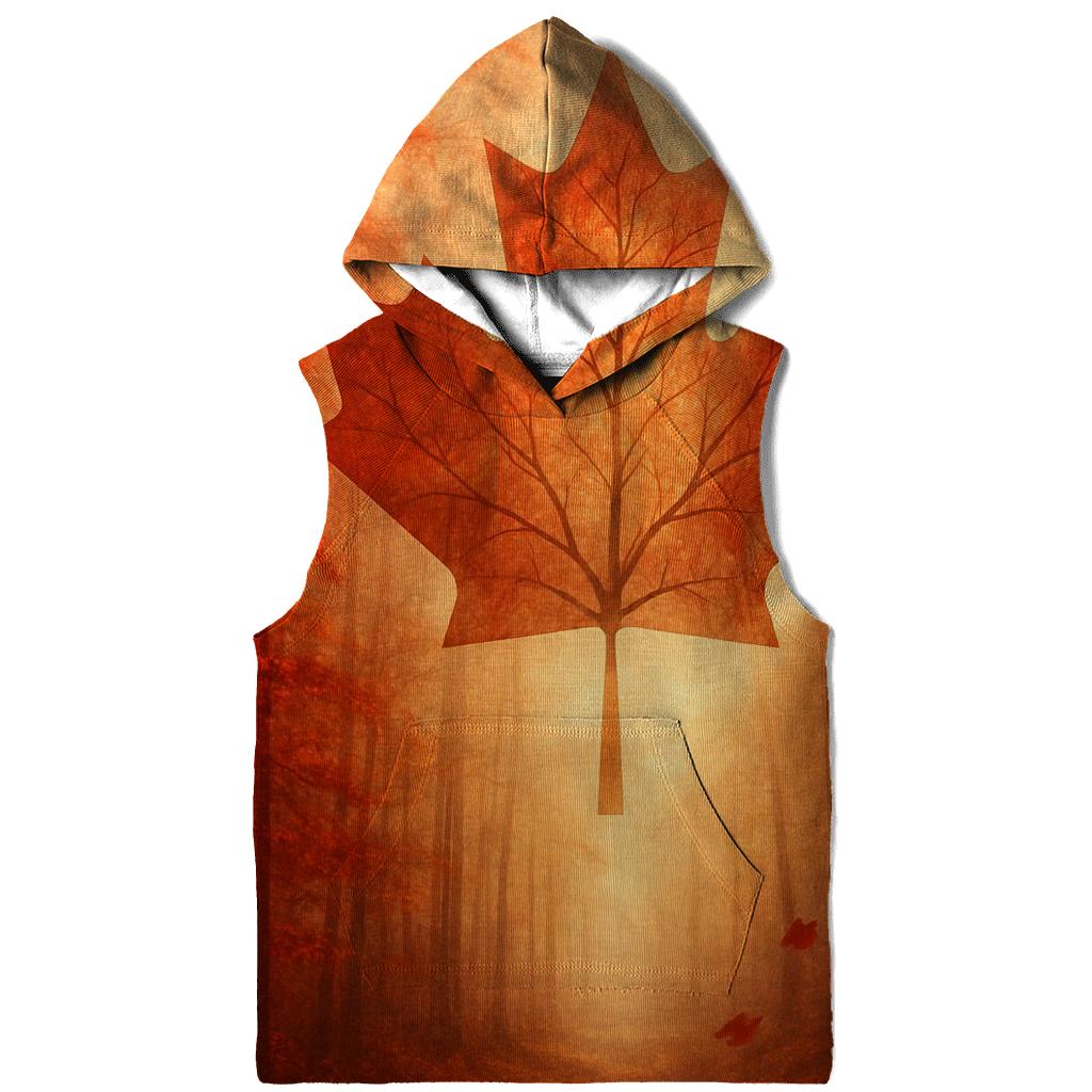 Flag Of Canada Morphing Into Maple Forest In Autumn Wind custom hoodies