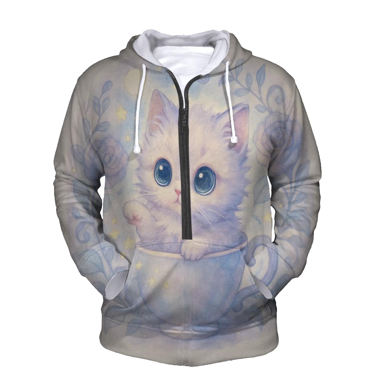 Moonlit Teacup Kitten Garden hoodie trends