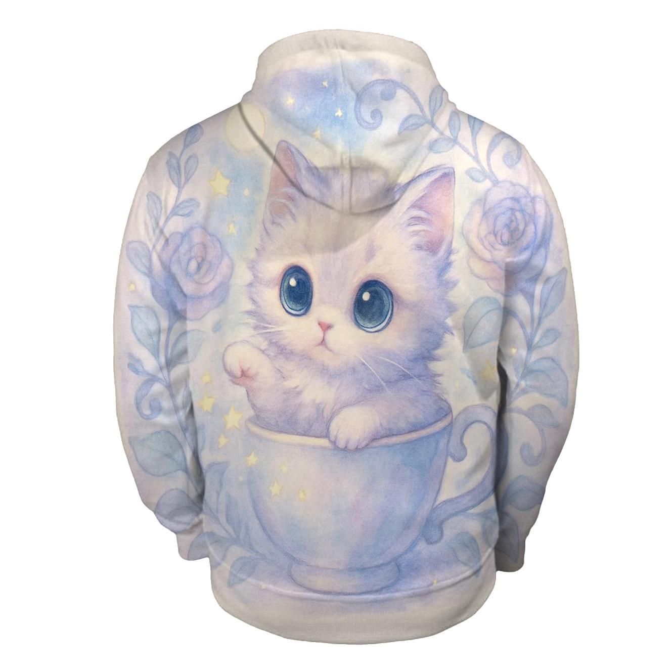 Moonlit Teacup Kitten Garden hoodie trends
