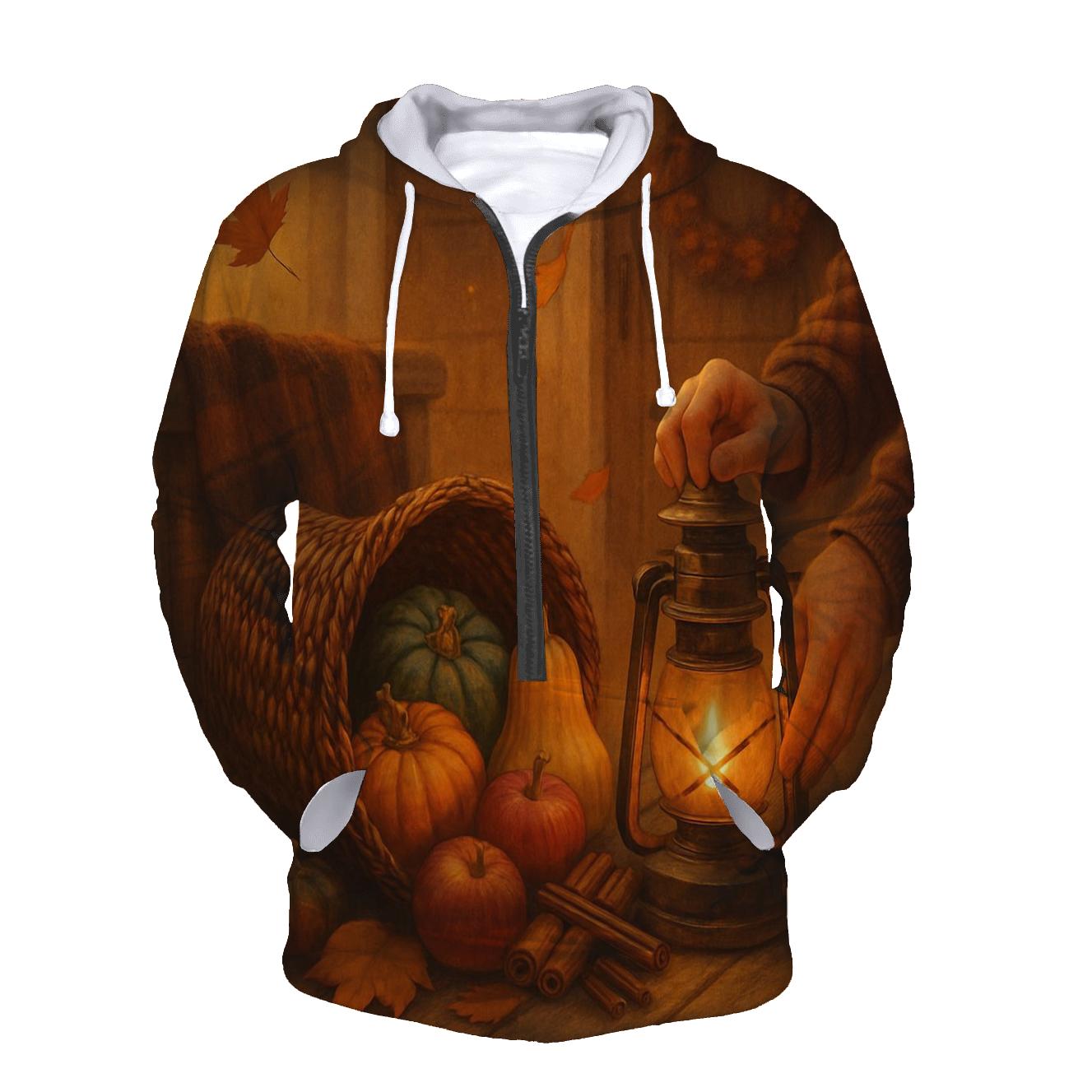 Lanternlit Cornucopia Porch Welcome printed hoodies