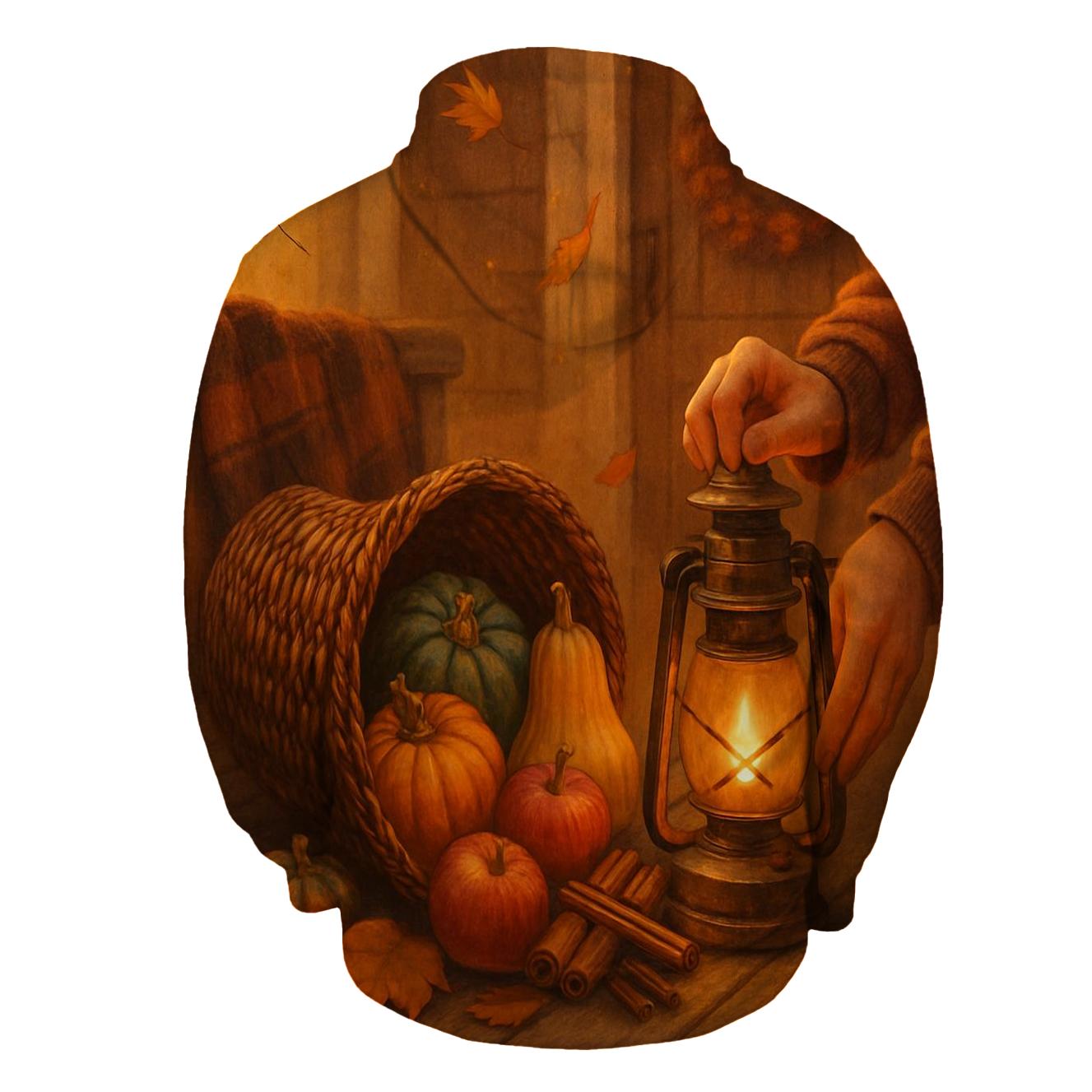 Lanternlit Cornucopia Porch Welcome printed hoodies