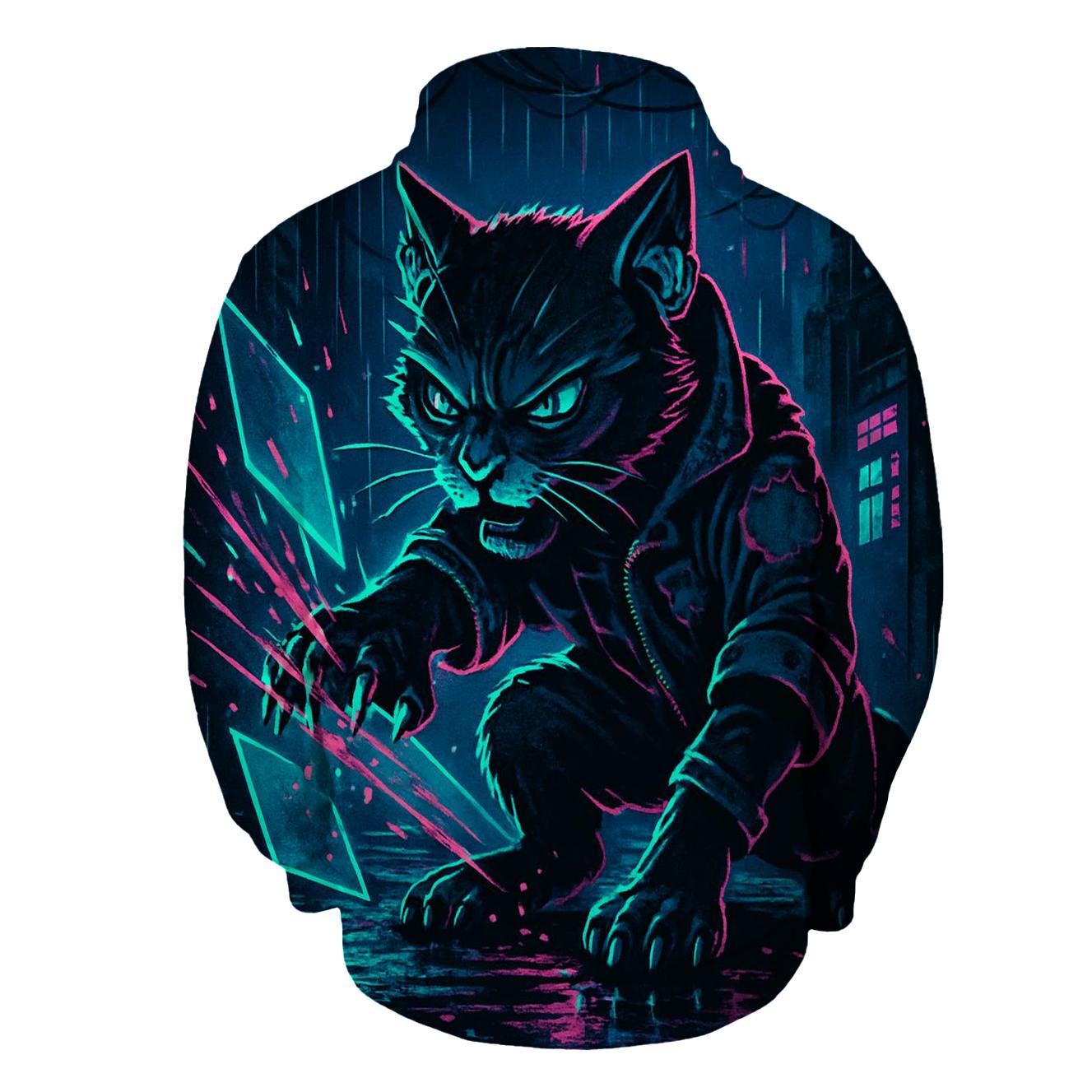 Neon Alley Circuit Breaker Cat hoodie trends