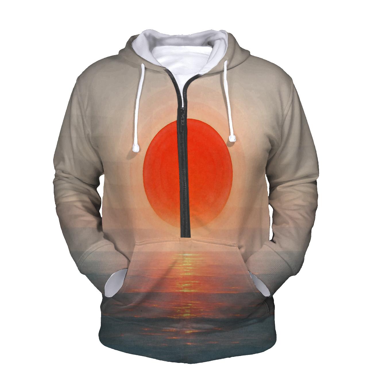 Abstract Flag Of Japan As Rising Sun Ocean Horizon premium hoodies