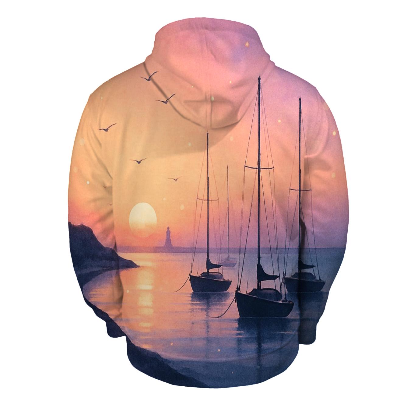 Midnight Lavender Harbor Afterglow zip-up hoodies