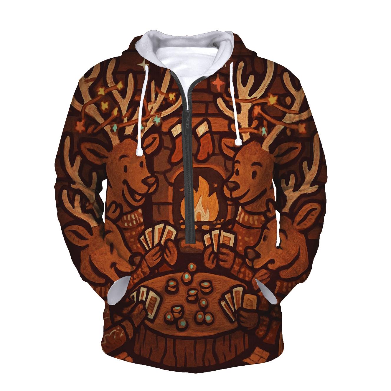 Reindeer Poker Night Cabin Chaos pullover hoodies