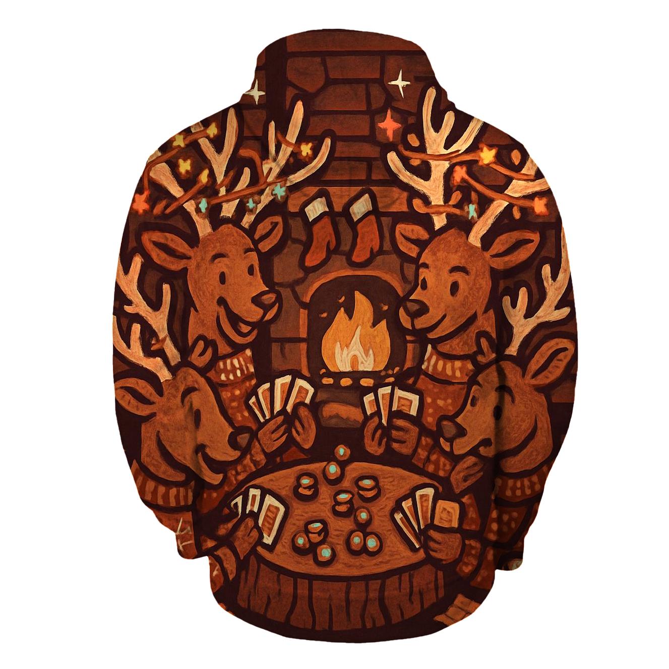 Reindeer Poker Night Cabin Chaos pullover hoodies