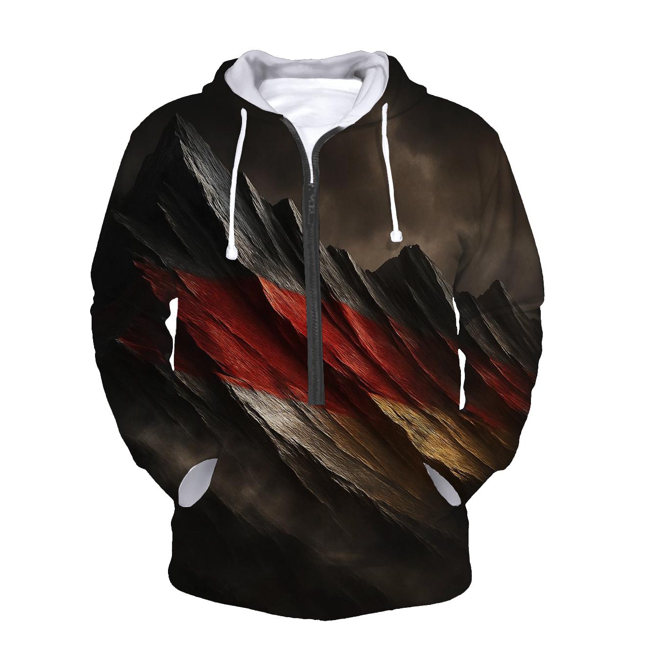 Metallic Flag Of Germany Forged Into Mountain Ridge premium hoodies