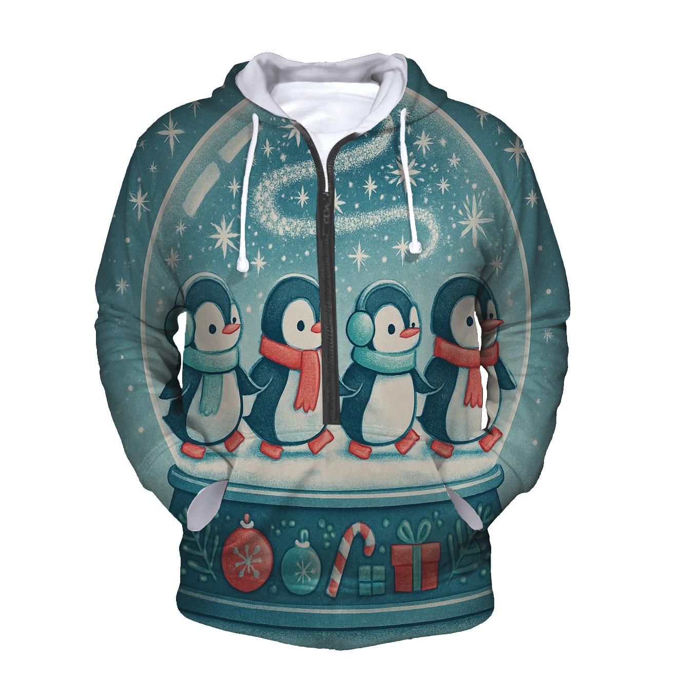 Snow Globe Penguin Parade graphic hoodies