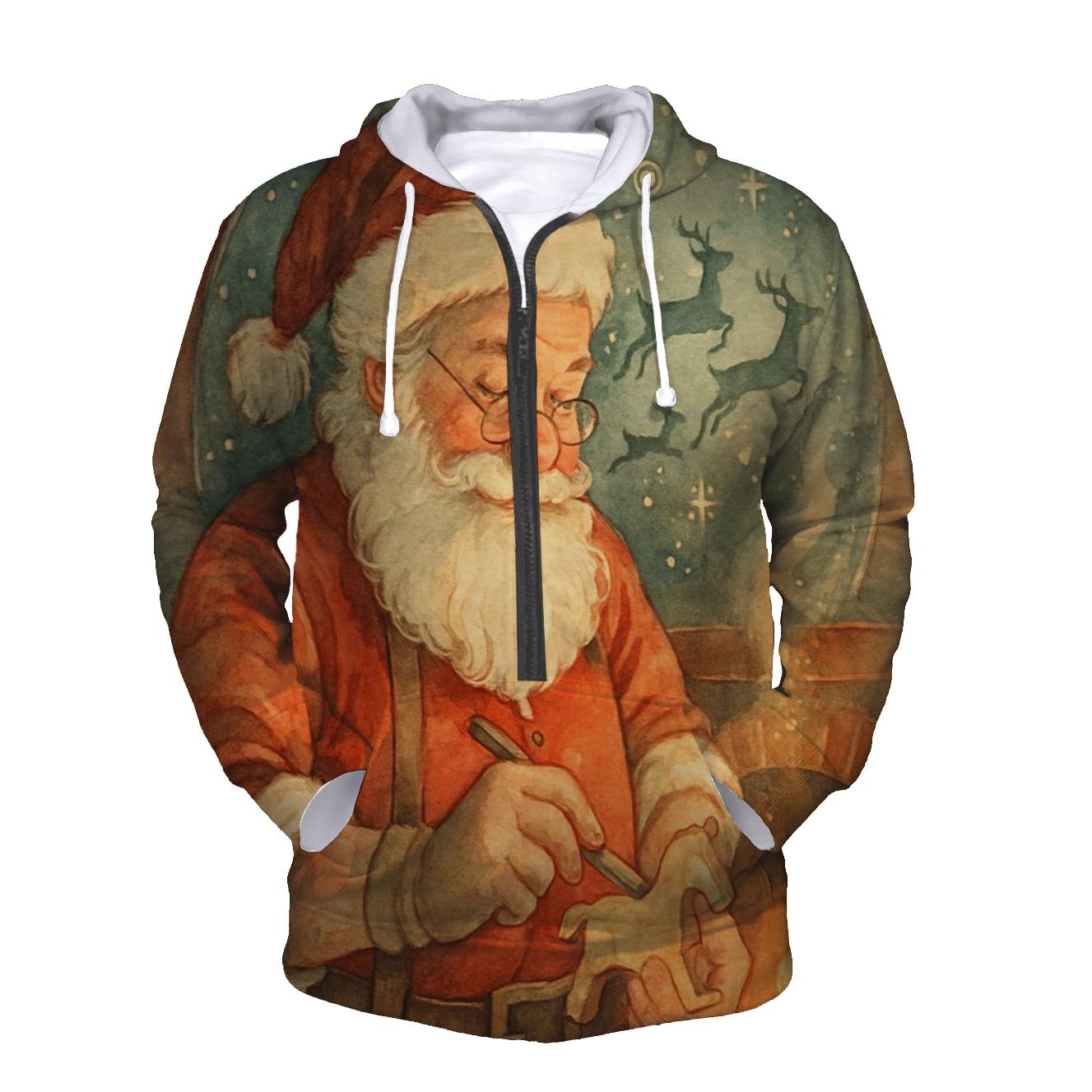 Fireside Toymaker Santa In The Snow Globe Workshop custom hoodies
