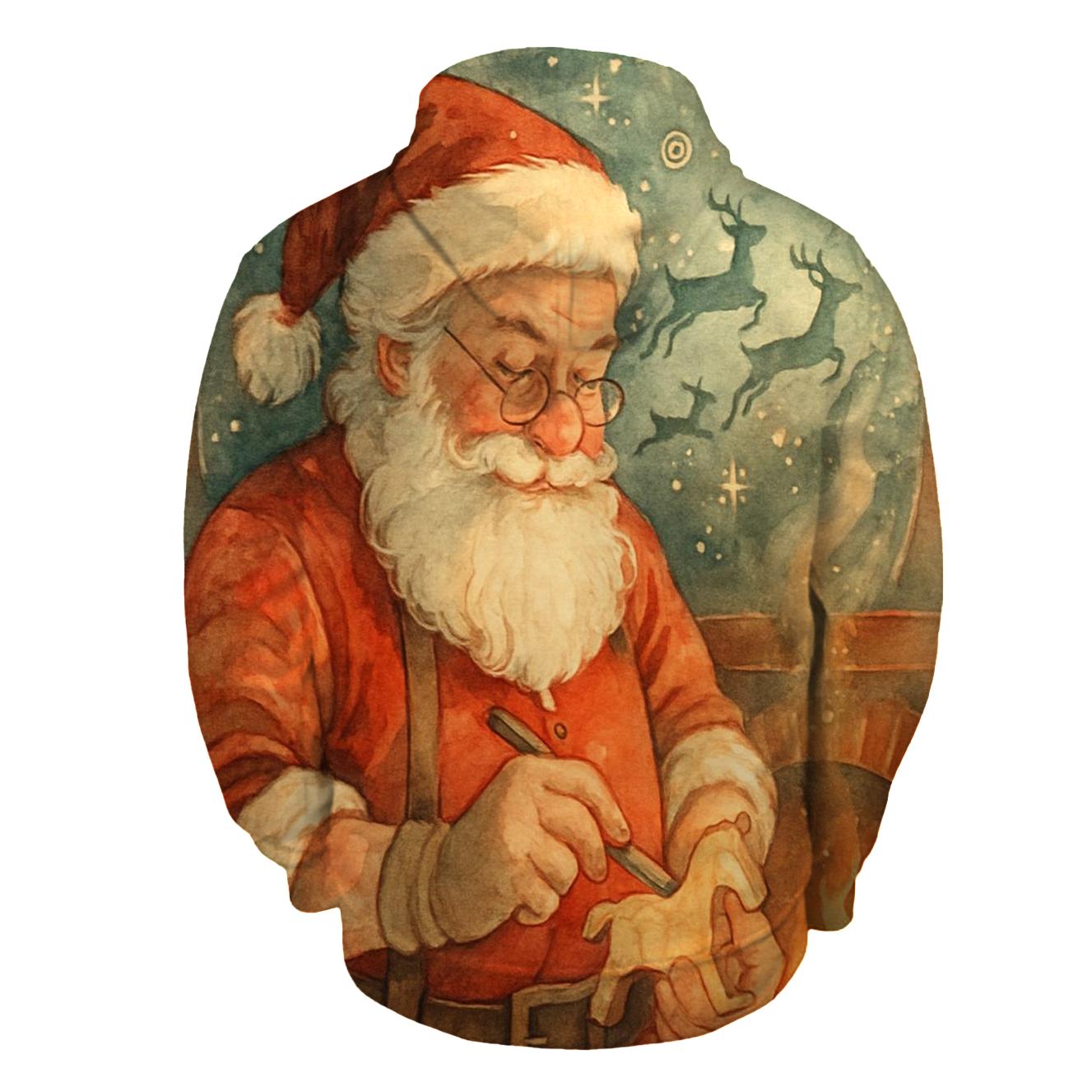 Fireside Toymaker Santa In The Snow Globe Workshop custom hoodies