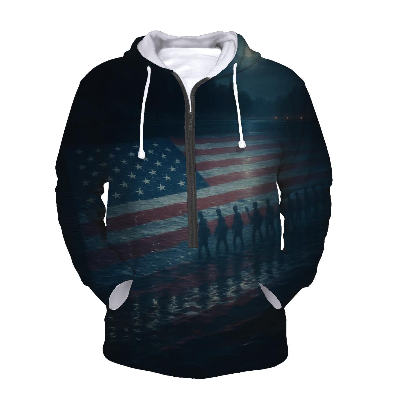 Ghost Platoon In Flag Reflection Water printed hoodies